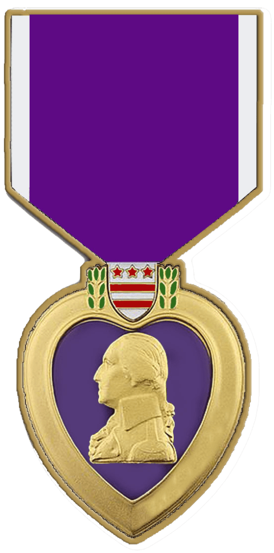 Purple Heart military honor with ribbon.