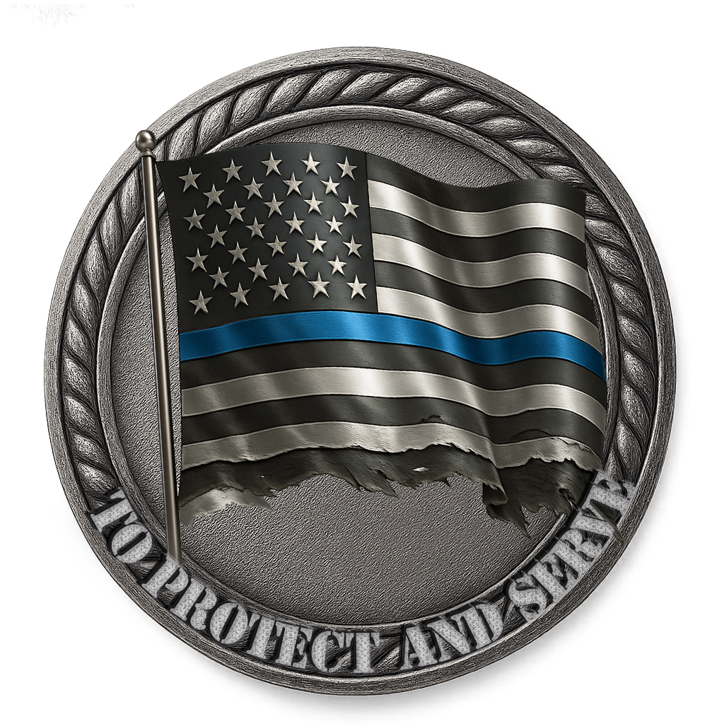 Thin Blue Line - 3D Heavy Bronze High Relief Medallion