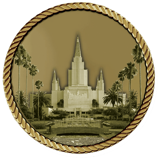 A picture of the temple with palm trees in it.