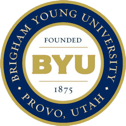 A round logo of brigham young university.