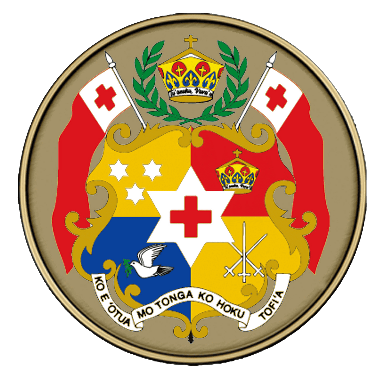 A picture of the coat of arms of tonga.