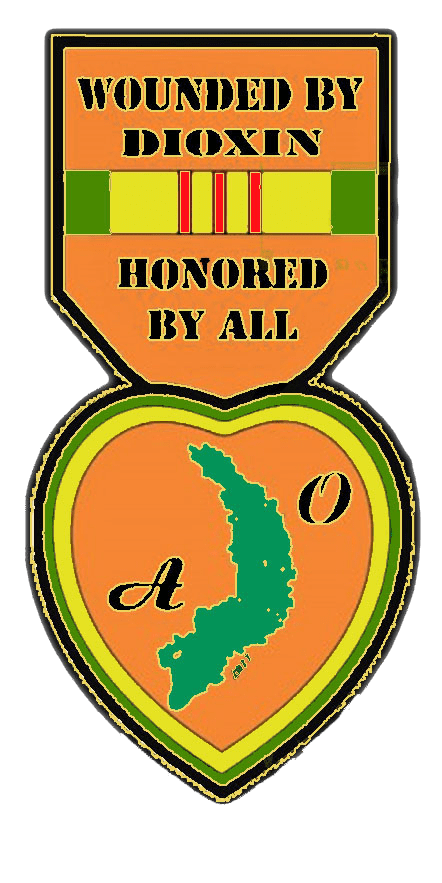Medal with "Wounded by Dioxin" text.