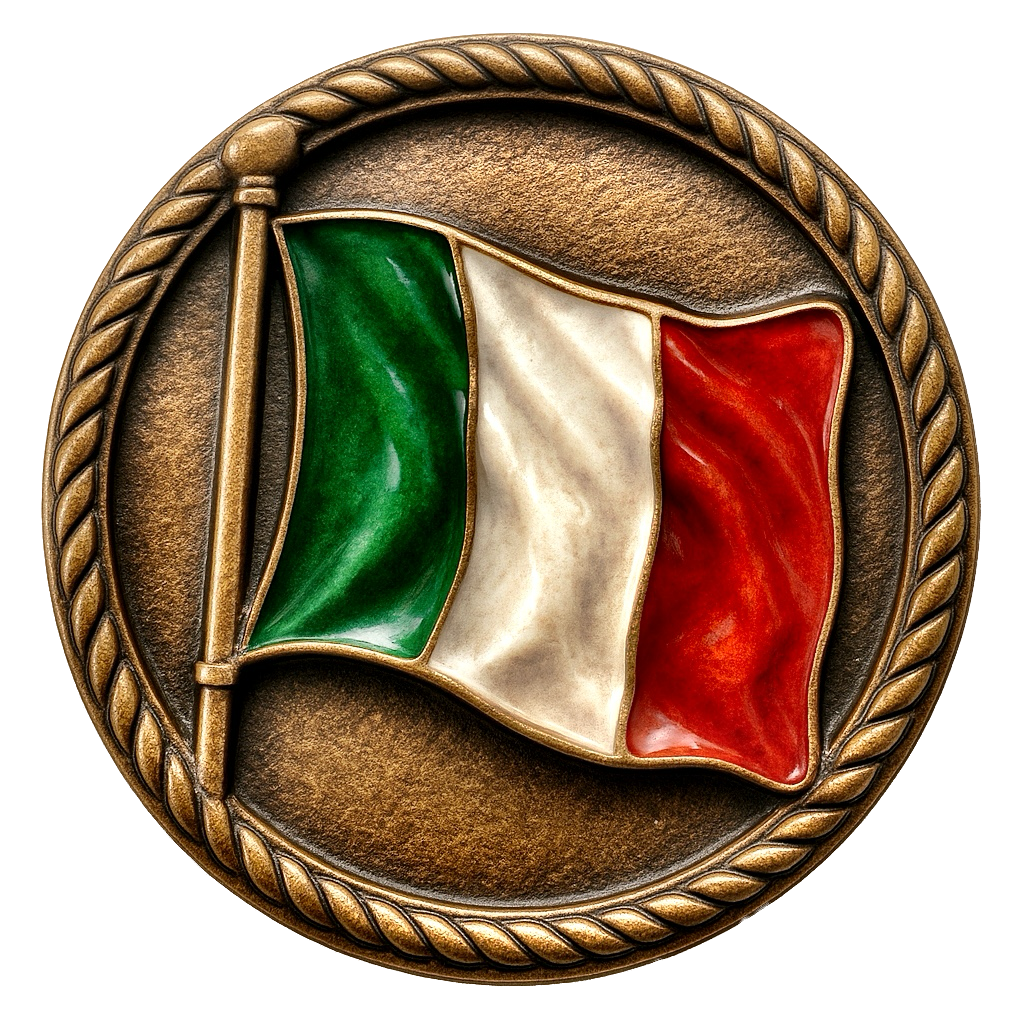 Italian Flag - 3D Heavy Bronze High Relief Medallion