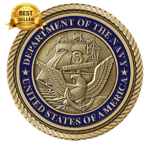 Navy Traditional Seal - Dark Blue Band - 3D Bronze Medallion