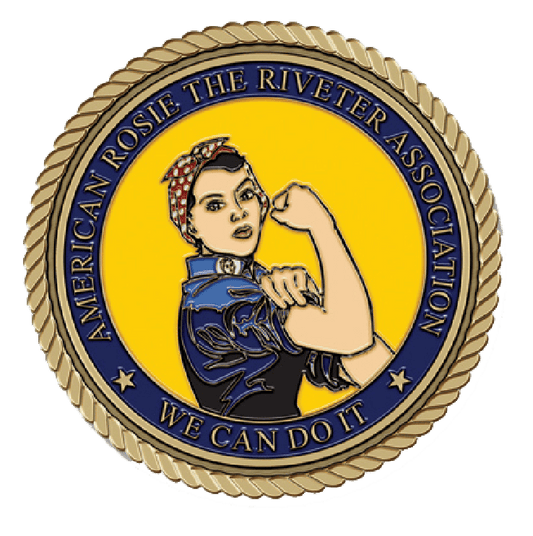Rosie the Riveter logo with empowerment message.