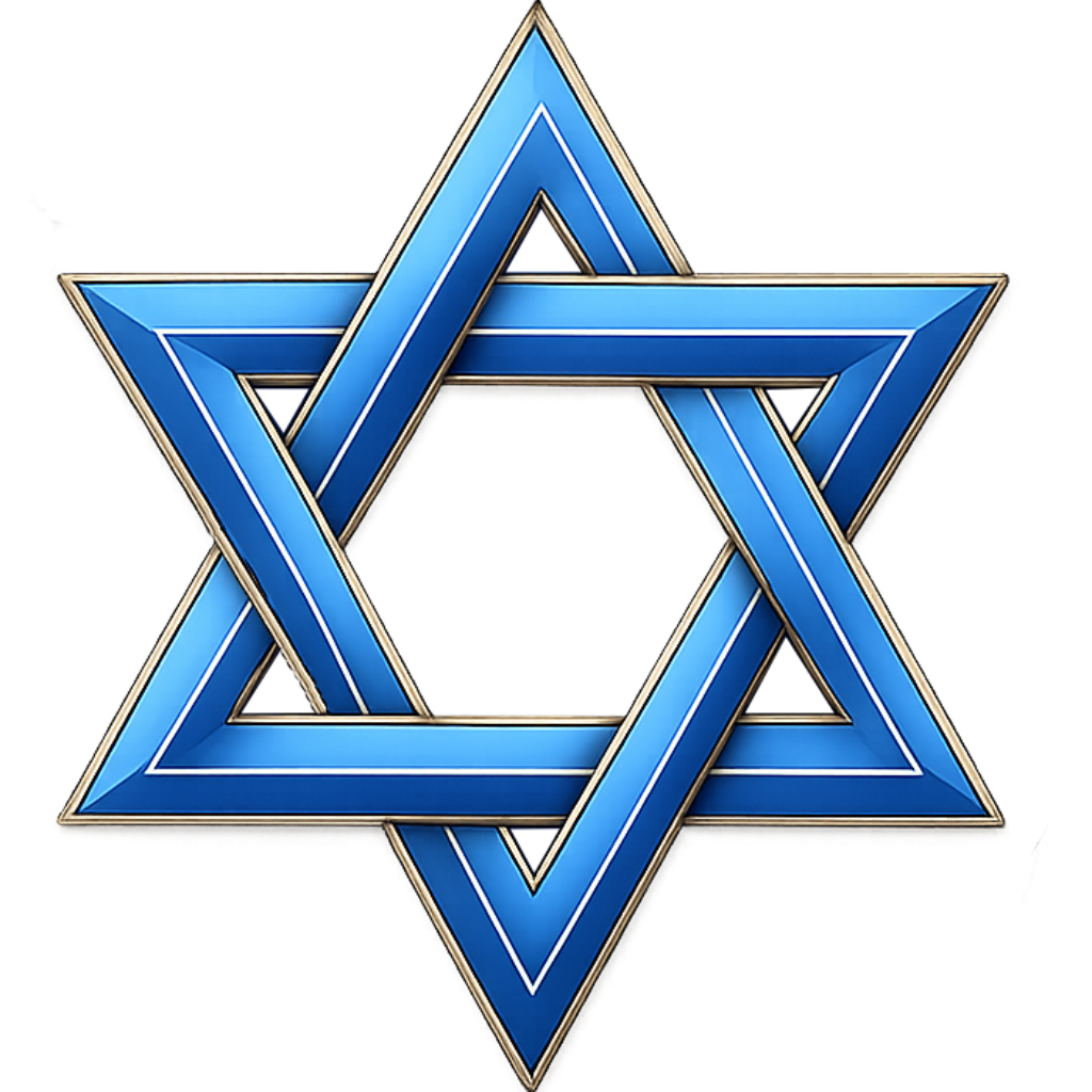 Star of David Blue Transparent with White field or Fully Transparent - 3D Heavy Bronze High Relief Medallion