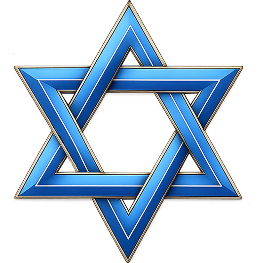 Star of David Blue Transparent with White field or Fully Transparent - 3D Heavy Bronze High Relief Medallion