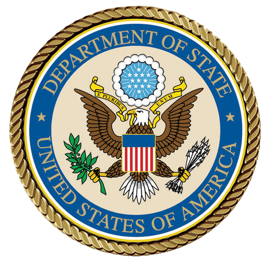 Seal of the U.S. Department of State.