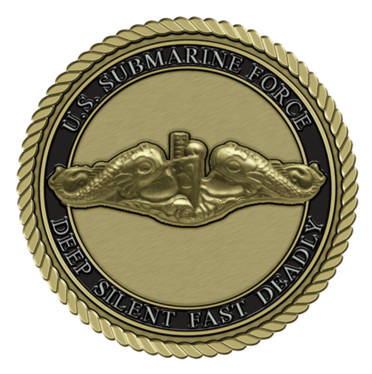 U.S. Submarine Force insignia with motto.