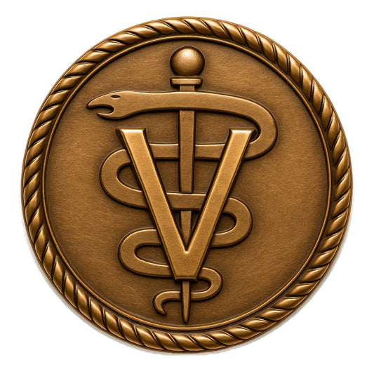 Veterinary Caduceus - 3D Heavy Bronze Medallion